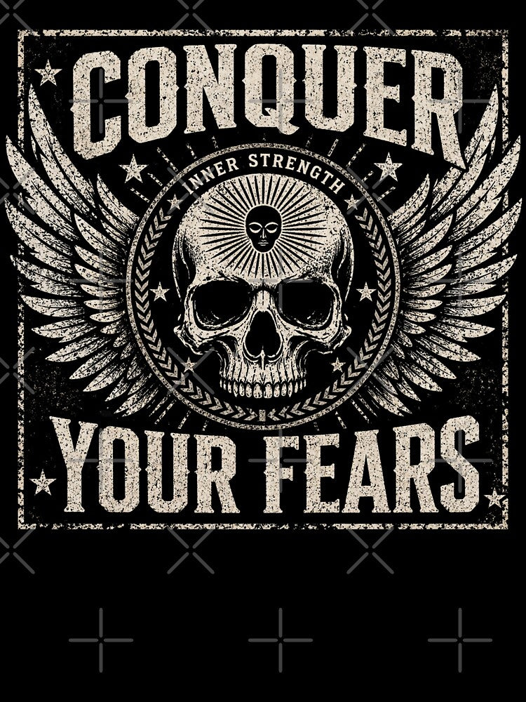 Vintage motivational skull design: Brave and strong by FusiTink