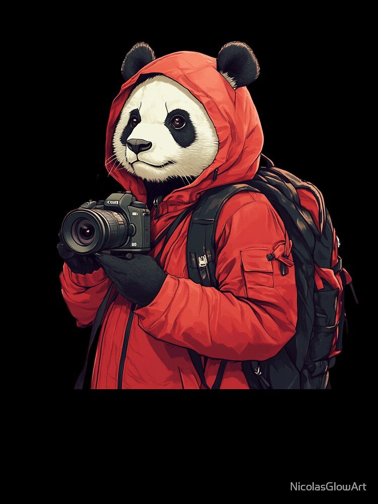 Panda Photographer in Red by NicolasGlowArt