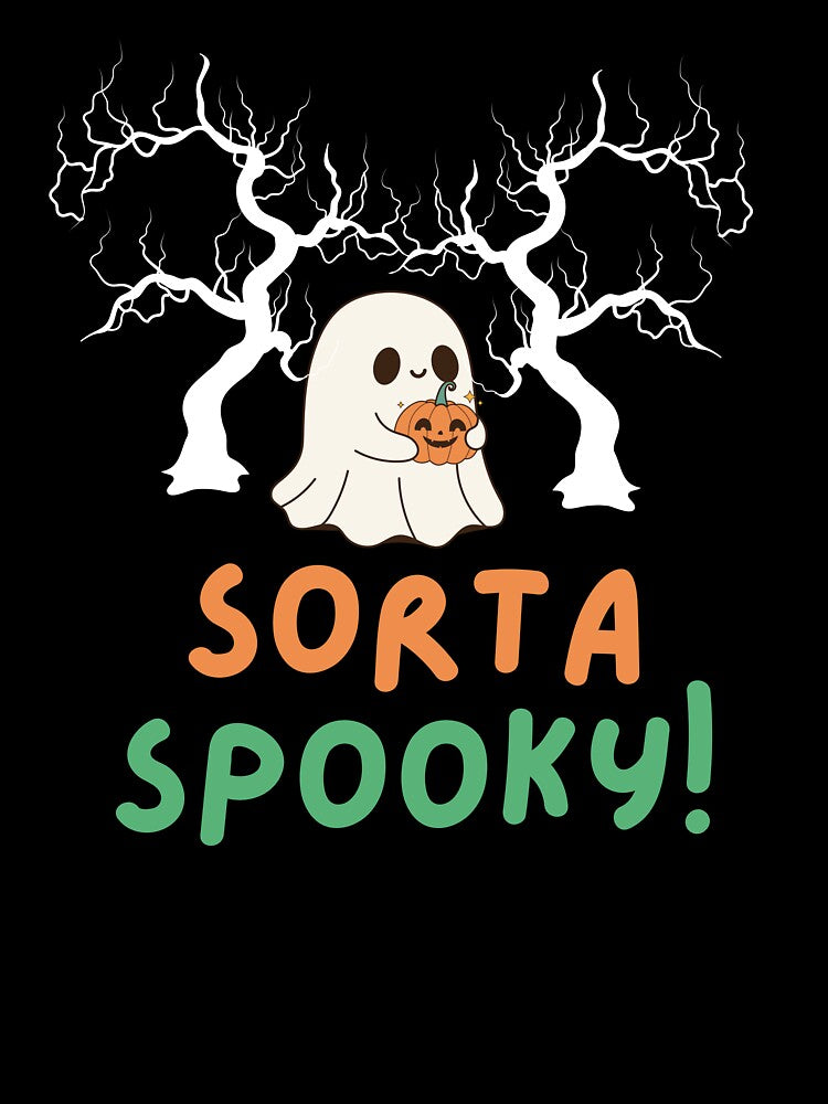 Sorta Spooky Cute Ghost with Pumpkin | Halloween Kawaii Design by Basma Store