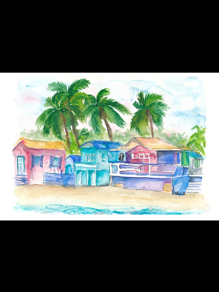 Colorful Tropical Houses at the Caribbean Dream Beach Island by artshop77