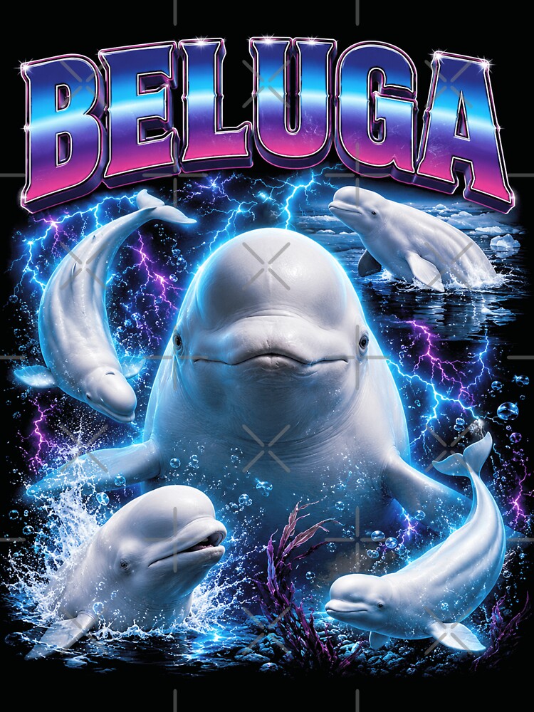 Beluga Whale 90s Retro Collage by OceanBandwear