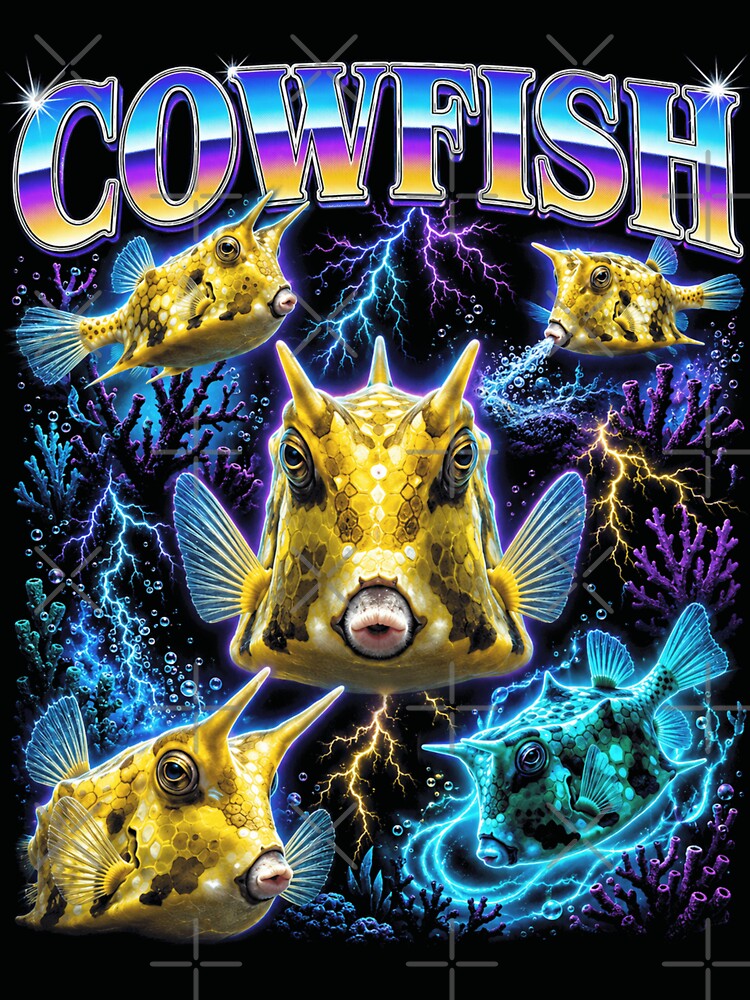 Cowfish 90s Retro Collage Art by OceanBandwear