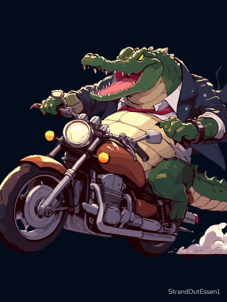 stylish crocodile on motorcycle by StrandOutEssen1