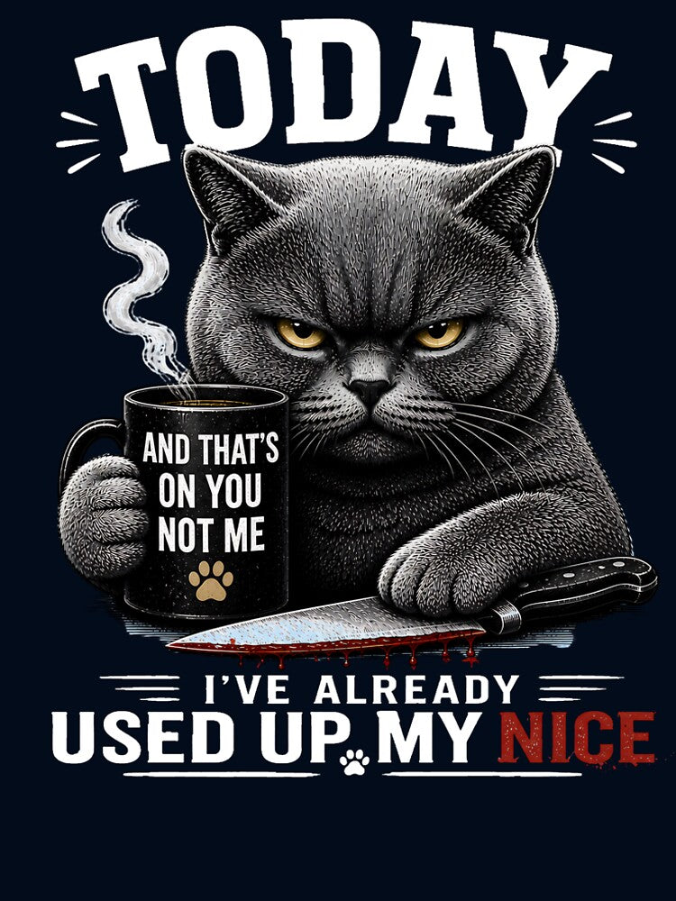 Today I’m Already Used Up My Nice – Funny Grumpy Cat T-Shirt by icehavenstudio