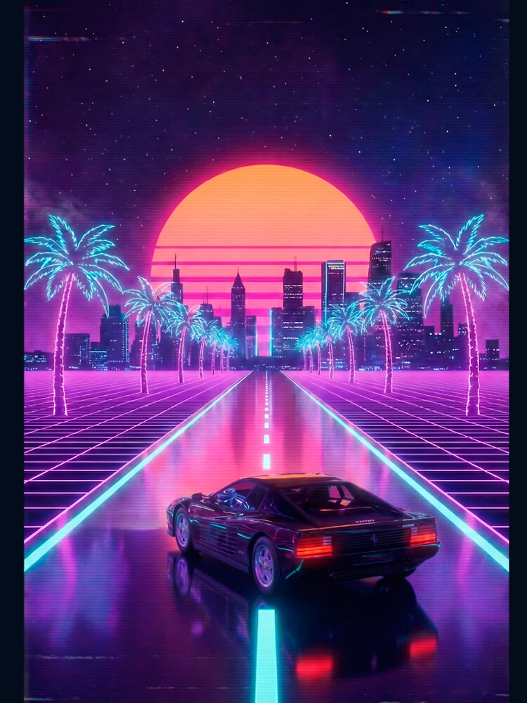Neon Sunset Drive - 80s Outrun Racer by powersunlight