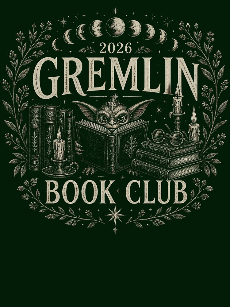 2026 Gremlin Book Club – Gothic Fantasy Book Lover Design with Cute Gremlin, Vintage Books & Dark Academia Style by omar ousalah