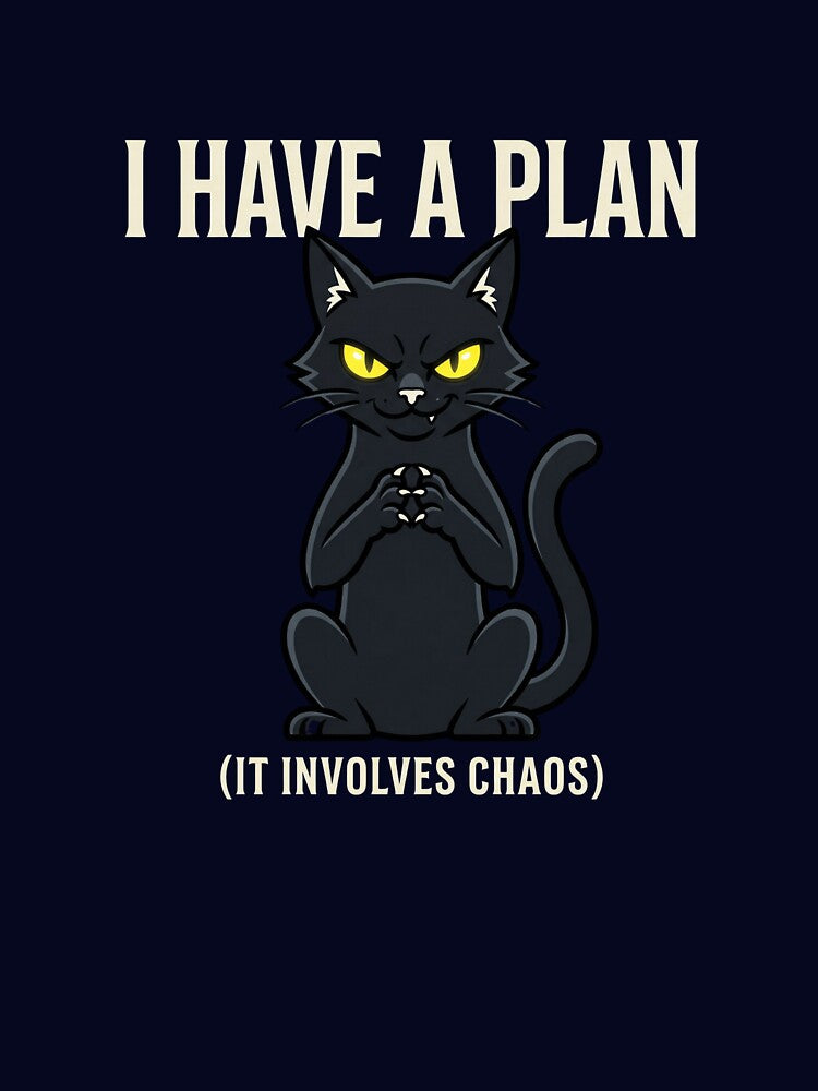 Evil Black Cat T-Shirt | I Have A Plan It Involves Chaos | Funny Cat Lover Gift by Egyptian king ⭐⭐⭐⭐⭐