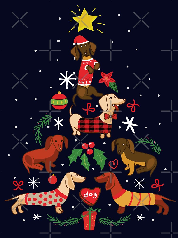 Funny Dachshund Christmas Tree Shirt Ornament Decor Gift by rafaeltto