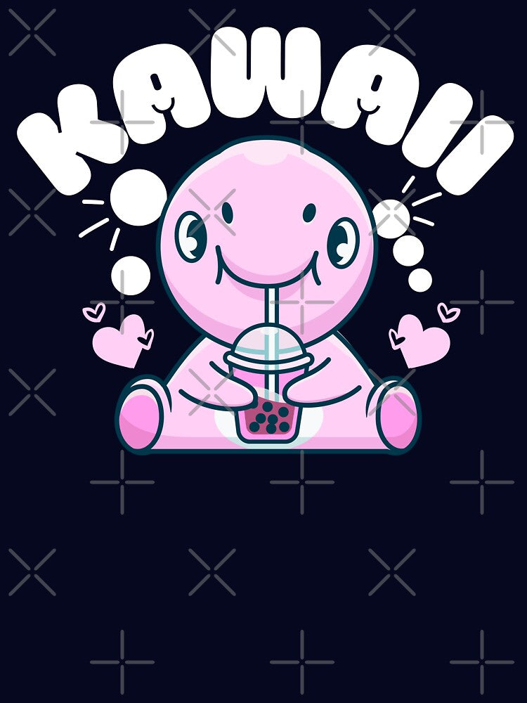 Kawaii dino drinking boba by FurioInc