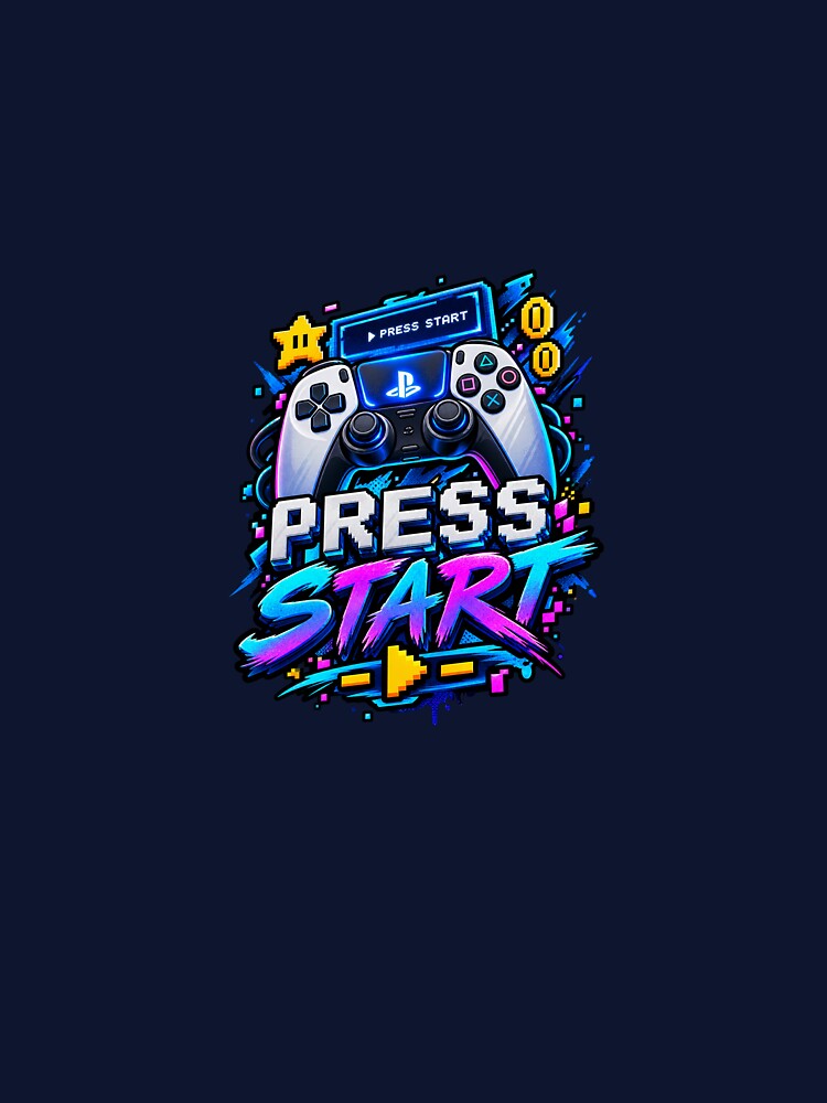 Press Start Retro Gaming Controller – Pixel Arcade Gamer Design by vizion design