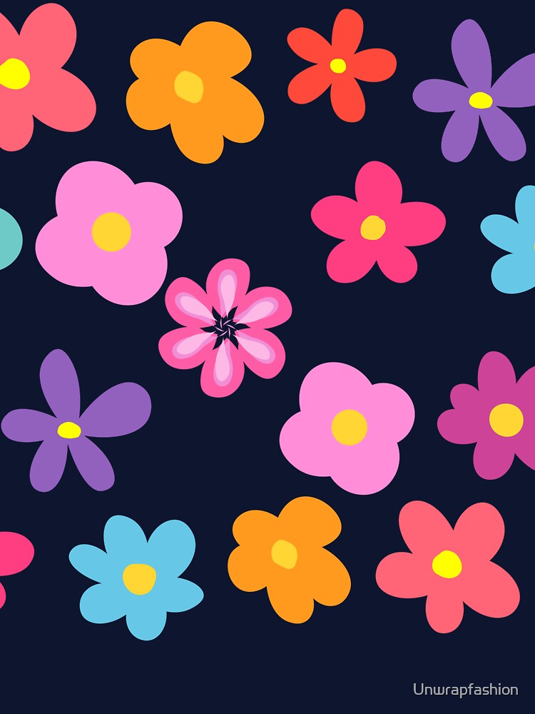 Retro 70s Floral Pop – Colorful Indie Flower Pattern by Unwrapfashion