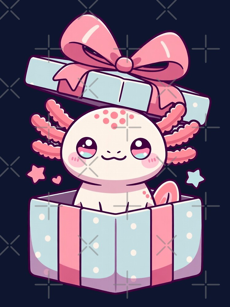 Pastel Axolotl Gift Box Cute Birthday Character by GrumpySableye