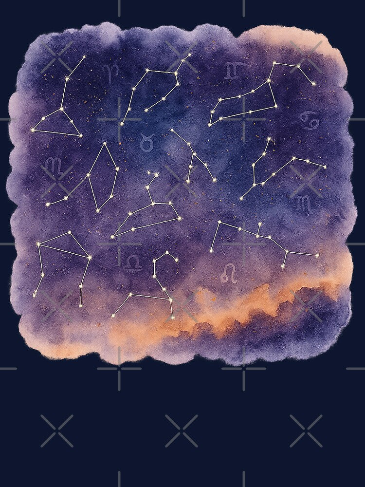 Zodiac Constellations | Mystical Astrology Cosmic Night Sky Sticker & Wall Art by HerDreamCodes