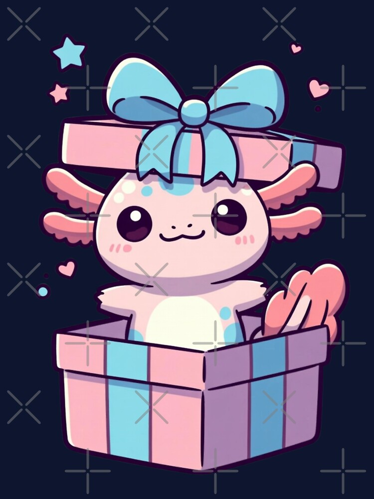 Adorable Axolotl Popping Out of Present Cute Pastel Character by GrumpySableye