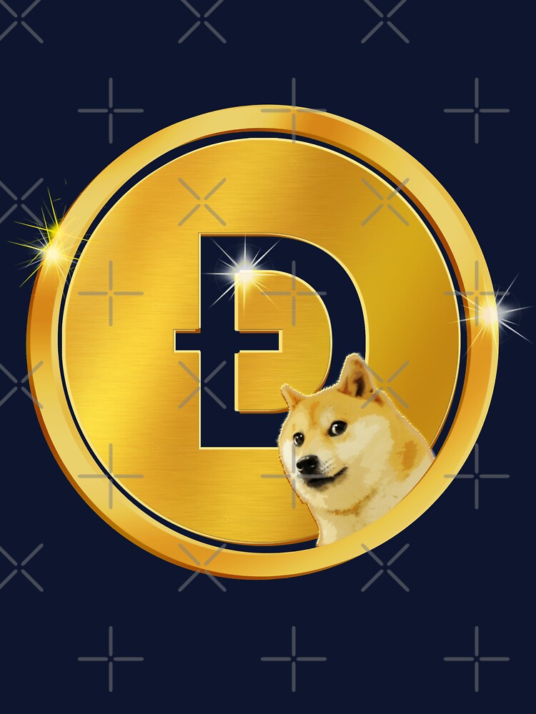 Golden Dogecoin Currency Emblem - Imperial Peacock Teal Crypto Art by Art-PraveenRai