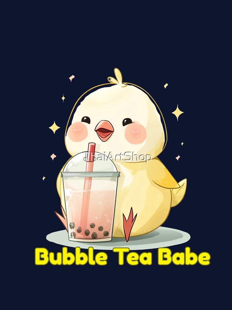Bubble Tea Babe – Cute Chick with Boba Drink by ThaiArtShop