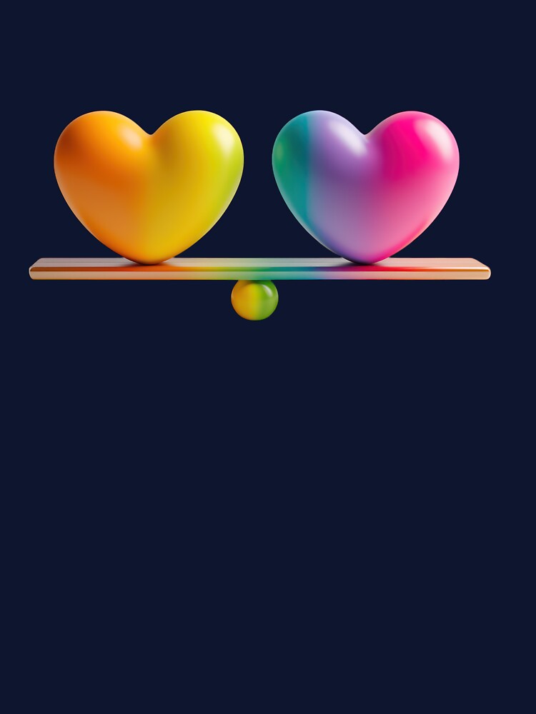 Gradient Rainbow Hearts Equality Balance Minimal LGBTQ Pride Art by DadGenX