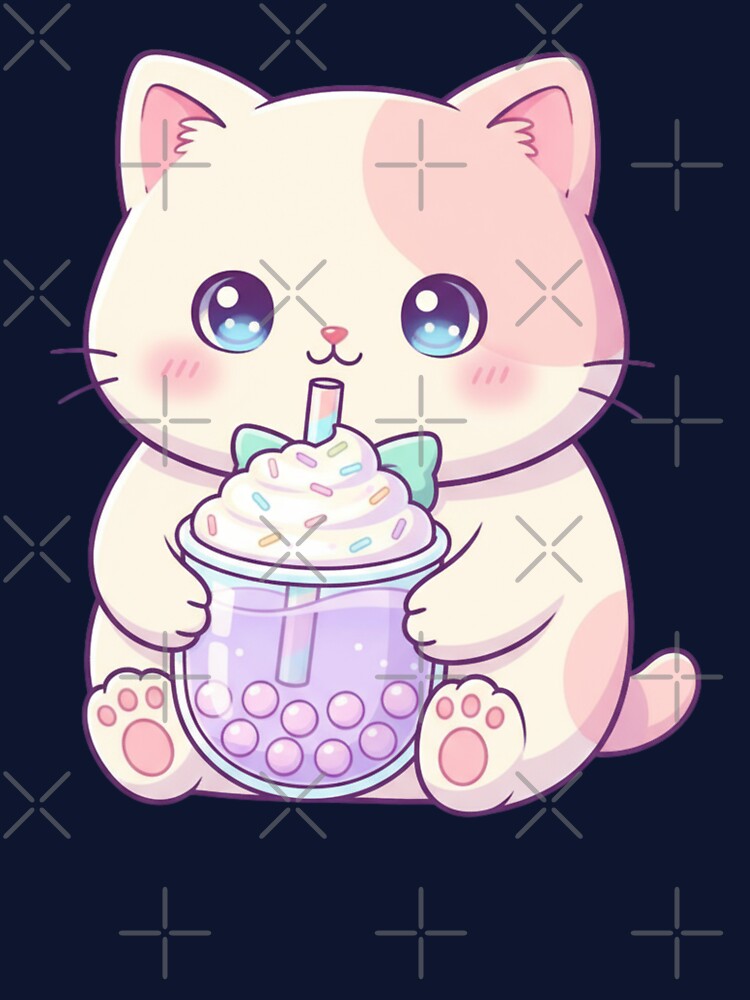 boba cat classic tshirt and sticker by anandsiva2703