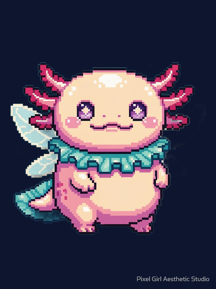 Kawaii Axolotl Glow – Cute Pixel Art Sticker by Pixel Girl Aesthetic Studio