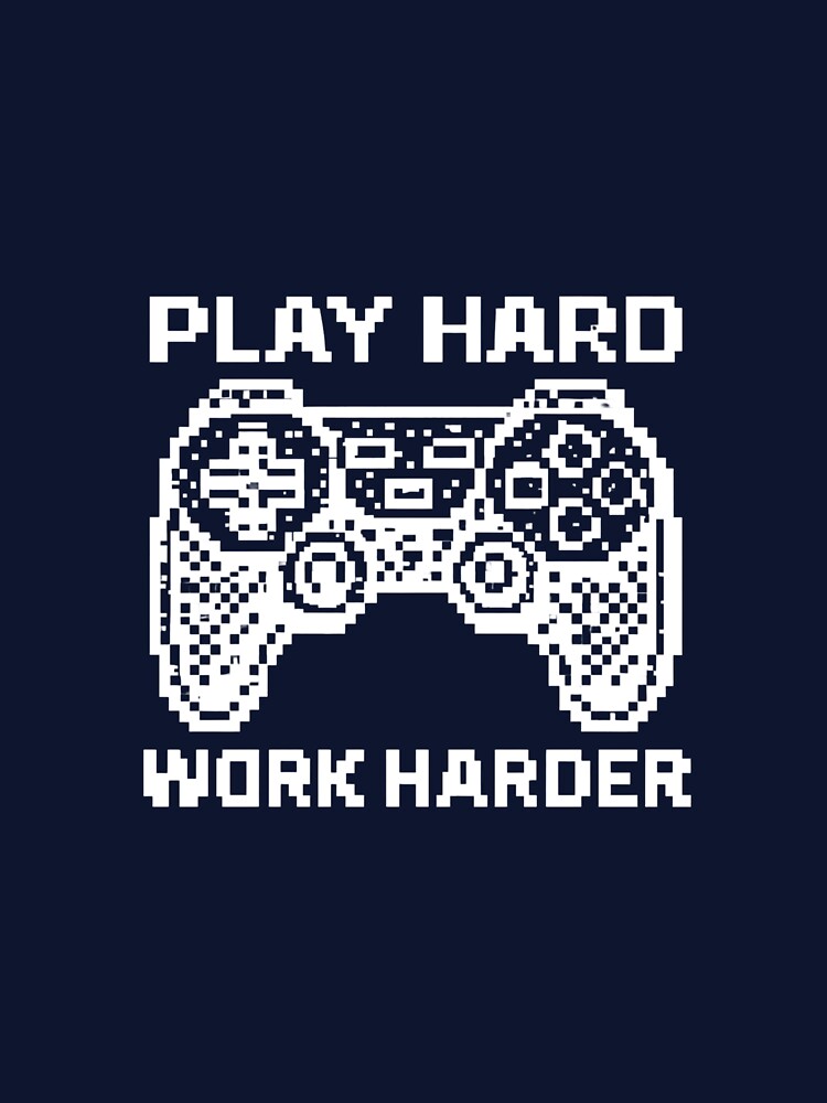 ​Play Hard Work Harder Retro Pixel Gaming Controller Sticker by zenithdecalco