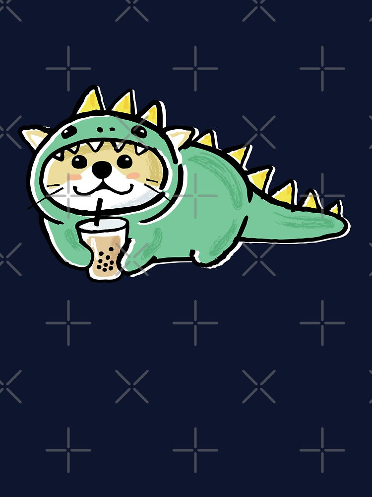 Boba Dino Kawaii Shiba / Bubble Tea Cute Dog by coolintent