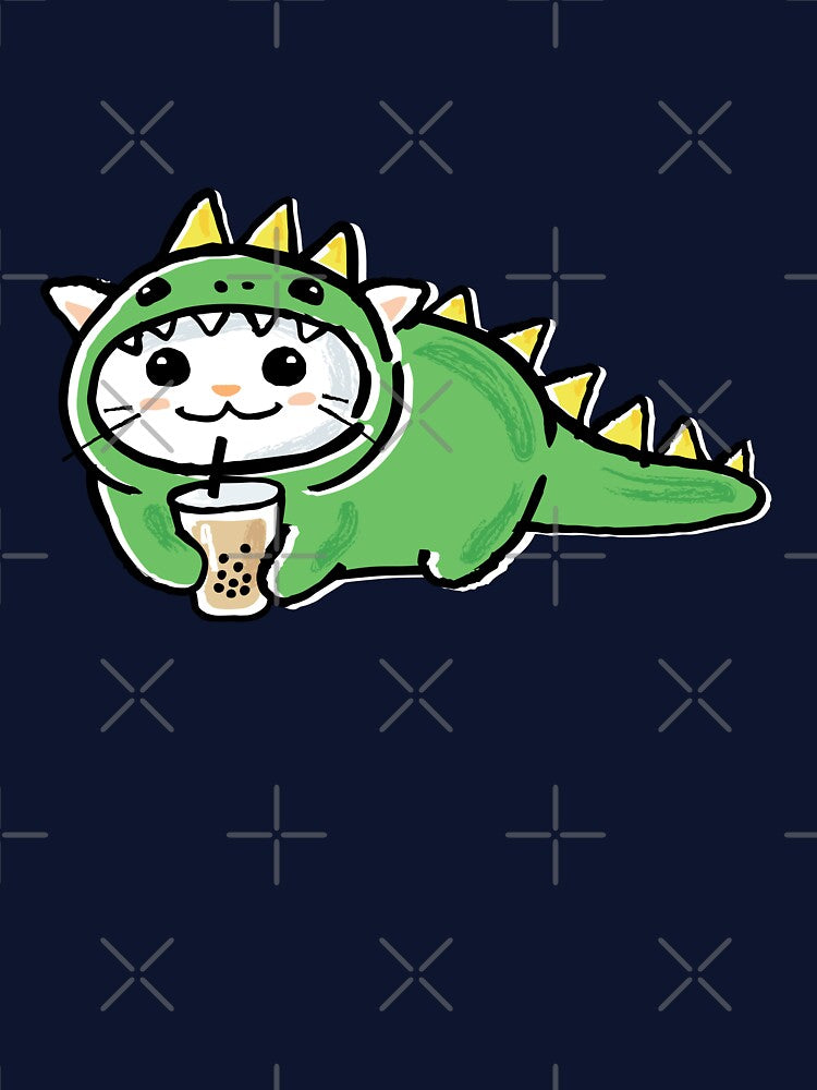 Boba Dino Kawaii Cat / Bubble Tea Cute Cat by coolintent