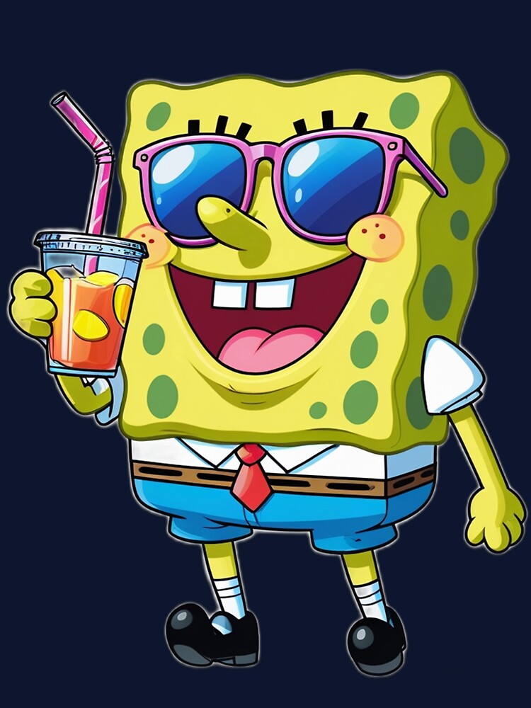 Cool SpongeBob Drinking Juice – Fun Summer Vibes T-Shirt Design by ArghavanMardani