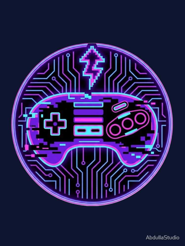 Retro Gaming Controller Neon Circuit by AbdullaStudio