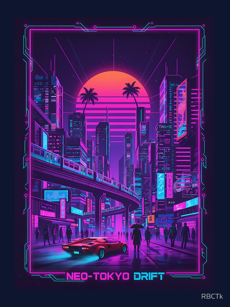 Neon Cyberpunk Cityscape Retrowave Synthwave Art 2 by RBCTk