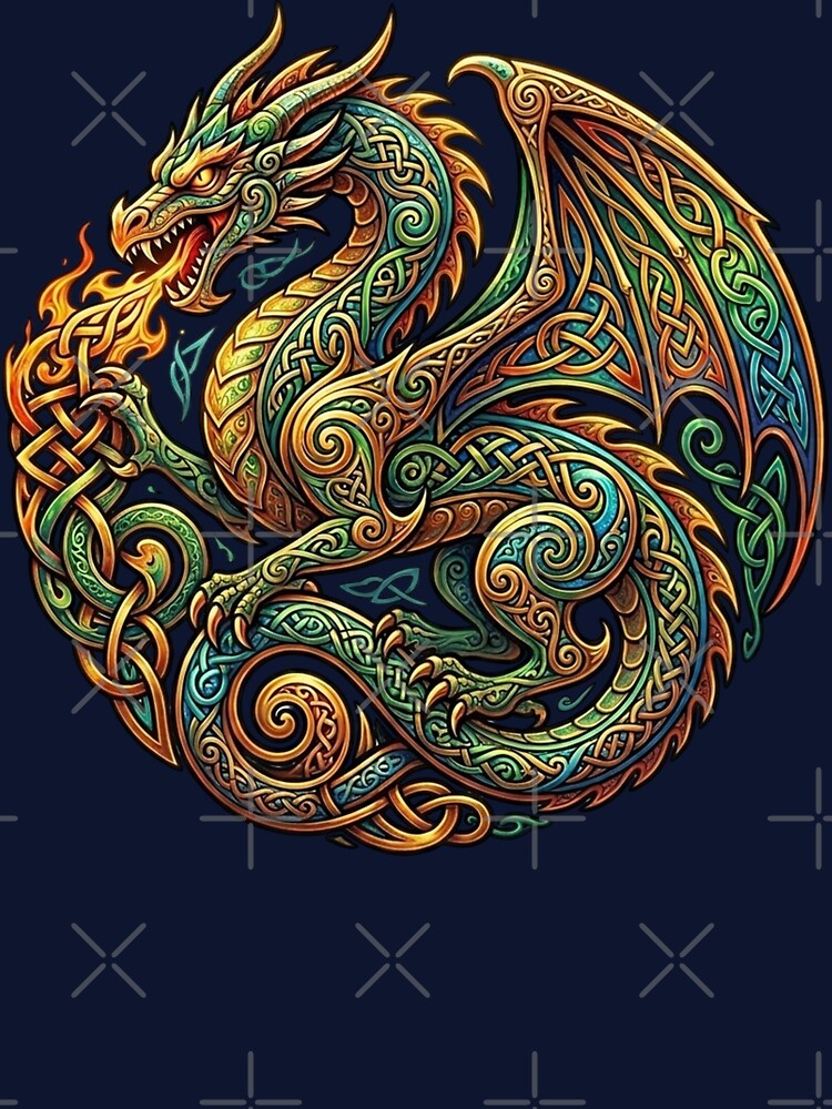 Celtic Fire Dragon Gold Knotwork by Johan Proud Blade