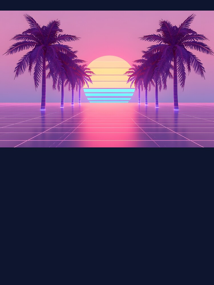 Retro 80s Vaporwave Sunset – Neon Palm Trees & Pastel Grid Aesthetic by NatureNookTees