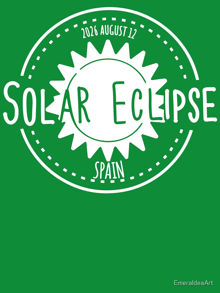 Spain 2026 august 12 Solar Eclipse white color design by EmeraldeaArt