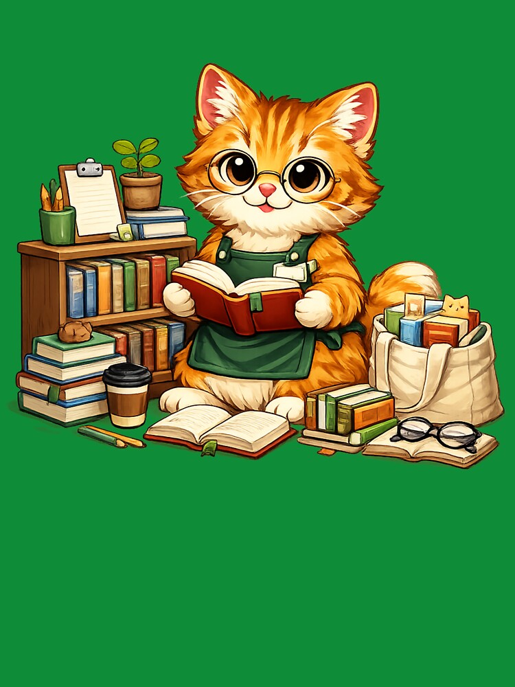 Bookstore Cat – Cozy Reading Cat Design by Wild Horizon Studio