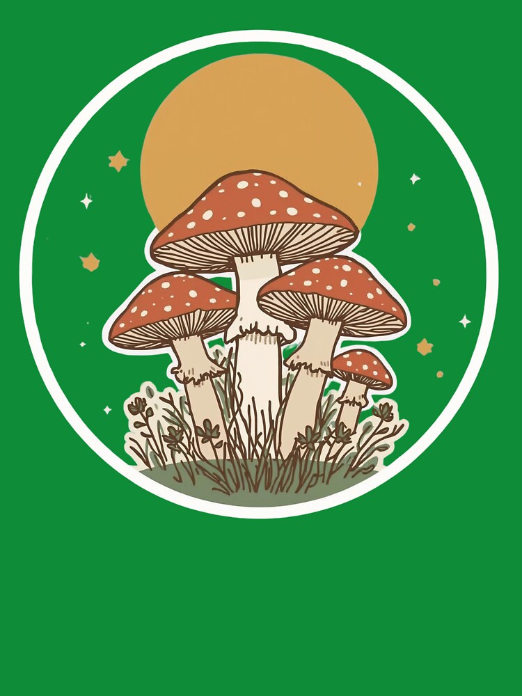 Retro Toadstool Meadow: A Muted Palette Nature Illustration by The Daily Palette