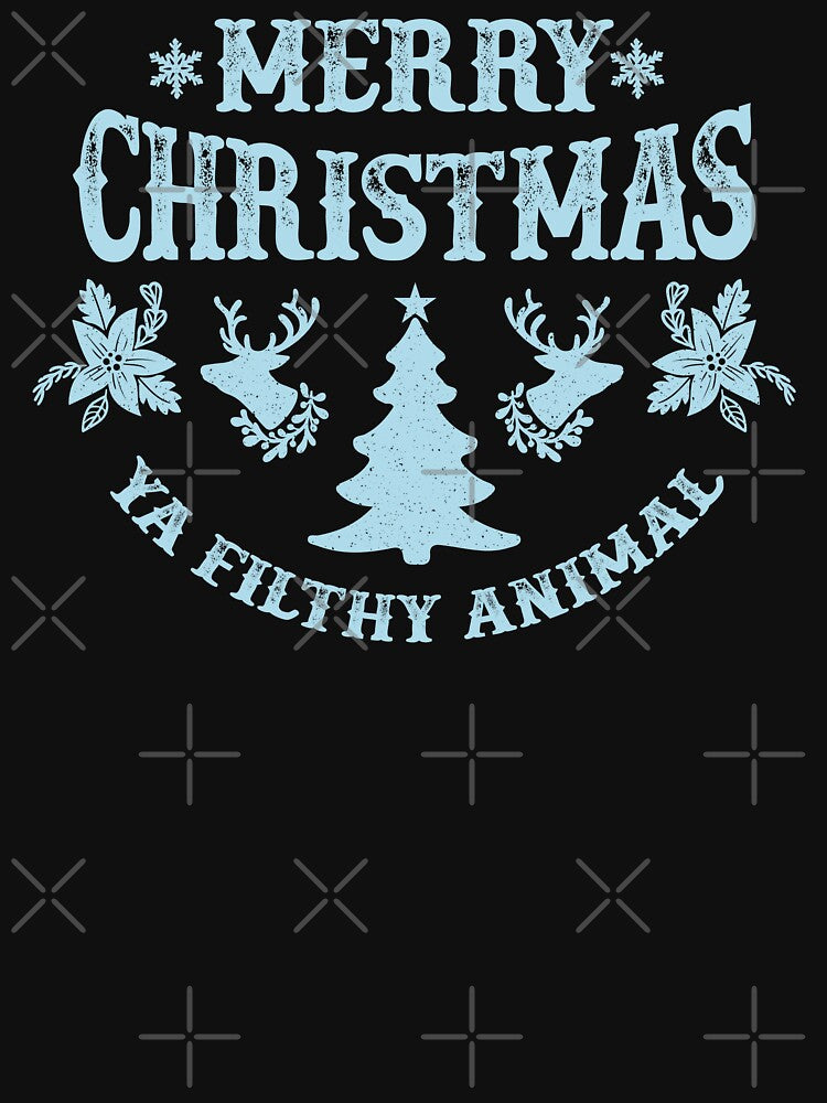 Merry Christmas Ya Filthy Animal - Vintage Light Blue Text by Whimsical  Thinker