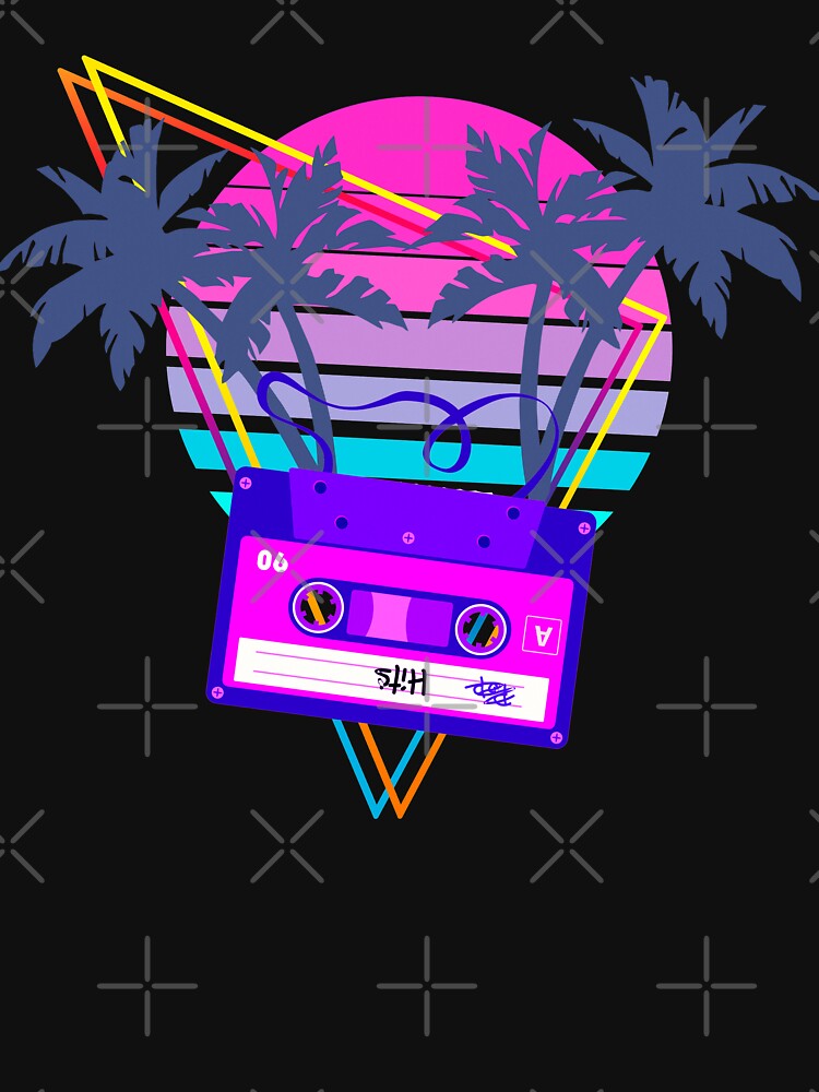 90s Vaporwave Sunset Cassette Tape in Outrun Synthwave style design by D-C-Designs