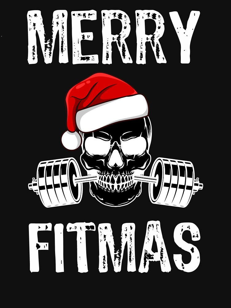 Merry Fitmas - Skull Santa Weightlifting by Joyful-Park