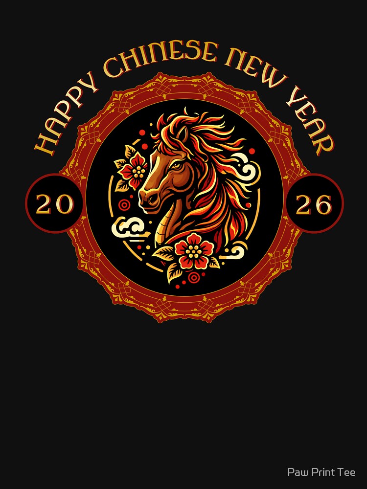 Happy Chinese New Year 2026 by Paw Print Tee