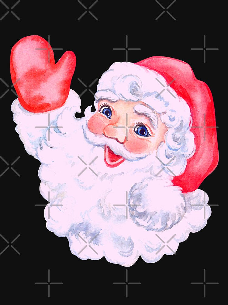 Retro Vintage Pink Santa Claus Waving by drumweaver