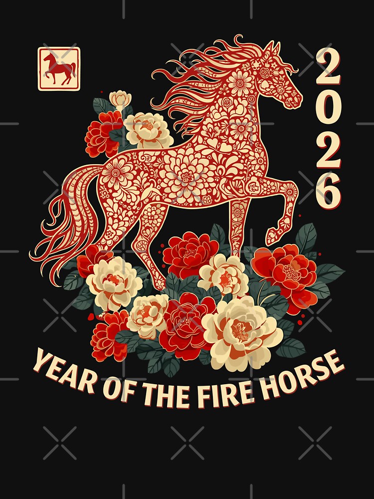 Year Of The Fire Horse 2026 Chinese Zodiac by MerchDeviant