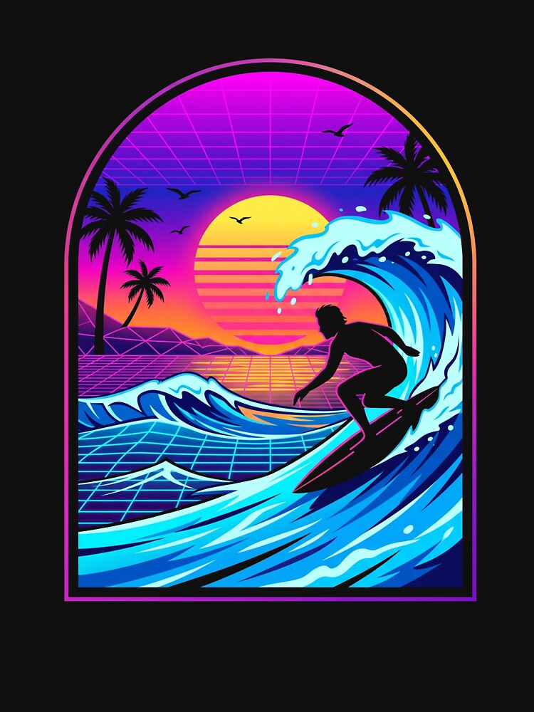 80s Retro Synthwave Surfer Neon Wave by TeNovaStudio ⭐⭐⭐⭐⭐