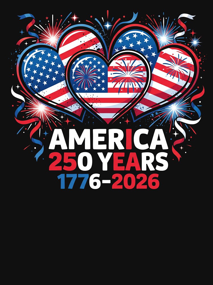 America 250 Years 1776 2026 Heart Shirt by TeNovaStudio ⭐⭐⭐⭐⭐