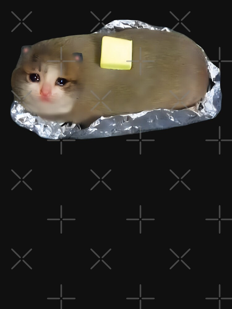 Baked Potato Cursed Sad Butter Cat Crying Meme by fomodesigns