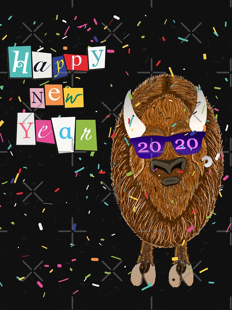 Happy New Year 2020 Bison Buffalo Design by Lighvision