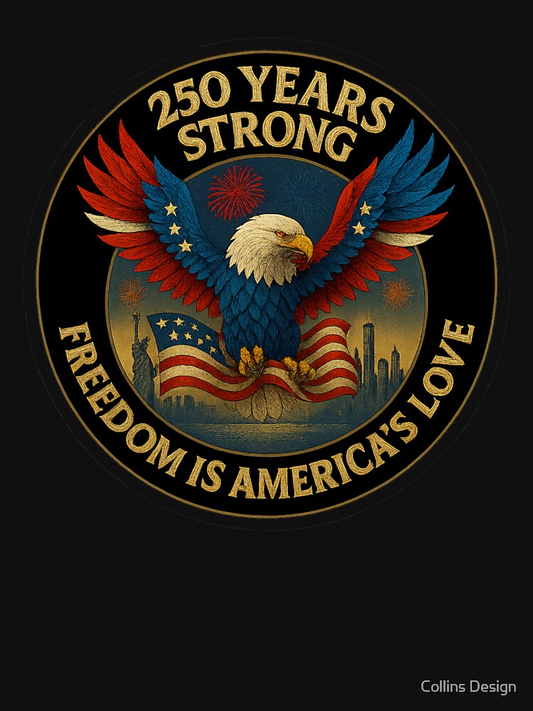250th anniversary of the USA - 250 Years Strong American Eagle Patriotic Design by Collins Design