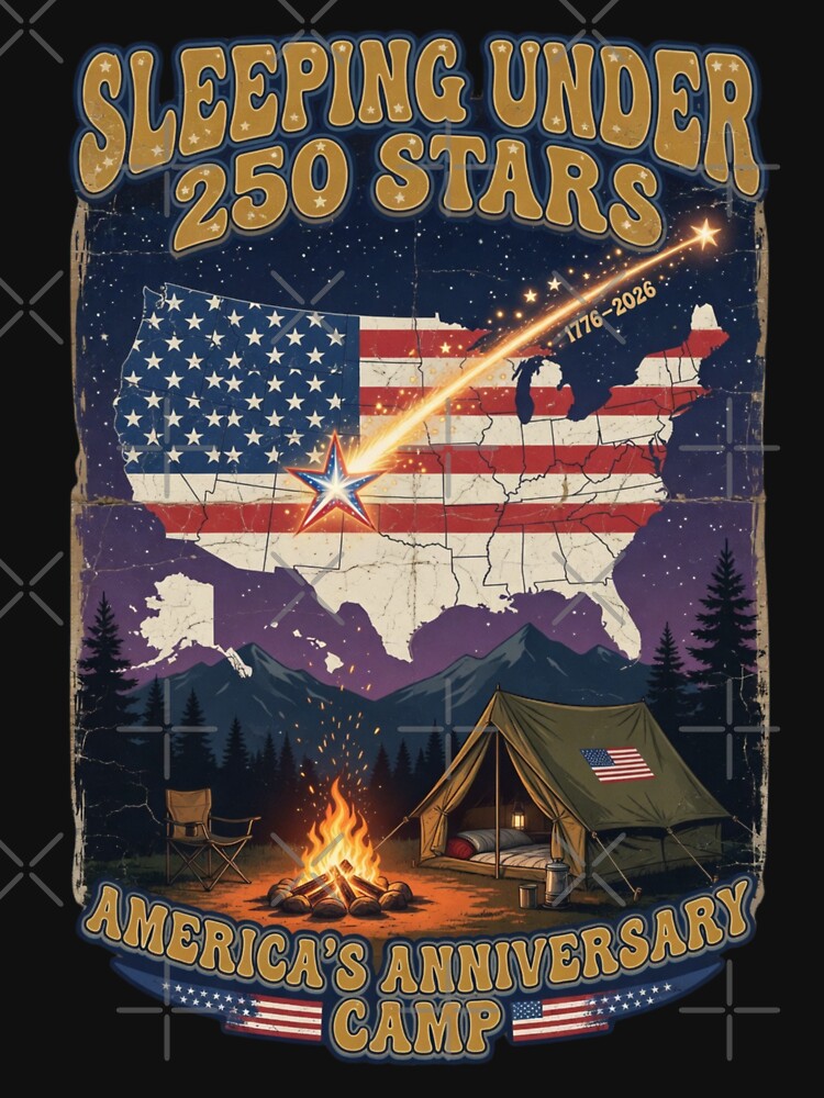 Sleeping Under 250 Stars  America's 250th Anniversary Camp Vintage by CF_VintageDesign