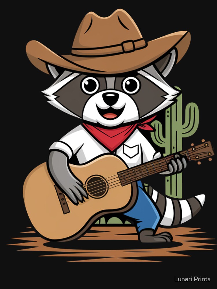 Trash Panda Country Western Cowboy Raccoon by Lunari Prints