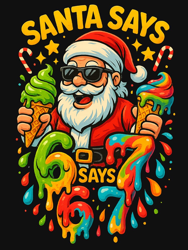 Santa Says 6 7 Ice Cream Drip Christmas Shirt - Trendy Holiday Tee 2025 by GeniePixel