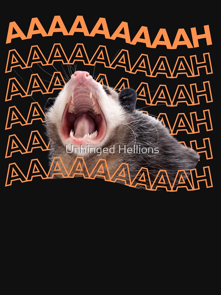 Opossum Screaming Funny Possum Trash Cat Meme by Unhinged Hellions