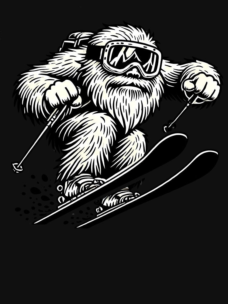 Yeti Skiing by Funny Vintage Stickers And T-Shirts